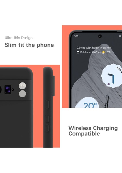 Google Pixel 8 Pro Için Ince Yumuşak Likit Silikon Tampon Telefon Kılıfı - Siyah (Yurt Dışından)