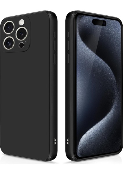 iPhone 15 Pro Için Ince Yumuşak Likit Silikon Tampon Telefon Kılıfı - Siyah (Yurt Dışından)