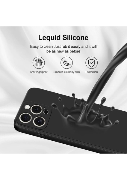 iPhone 15 Pro Için Ince Yumuşak Likit Silikon Tampon Telefon Kılıfı - Siyah (Yurt Dışından)