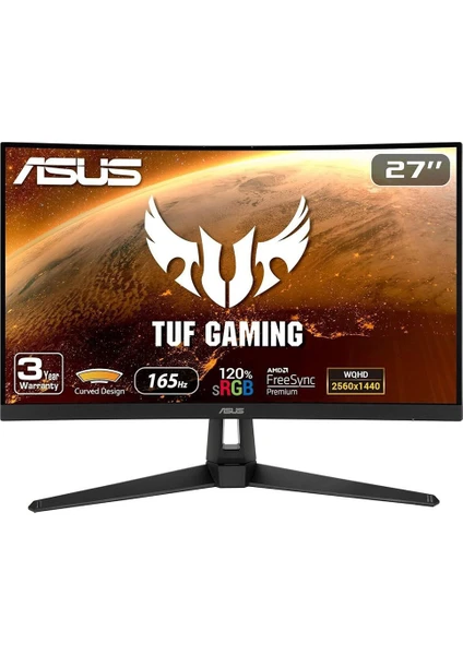 Tuf Gaming VG27WQ1B Kavisli Oyuncu Monitörü – 27 Inç Wqhd (2560X1440) 165Hz Extreme Low Motion Blur™,freesync™ Premium 1ms Mprt HDR10