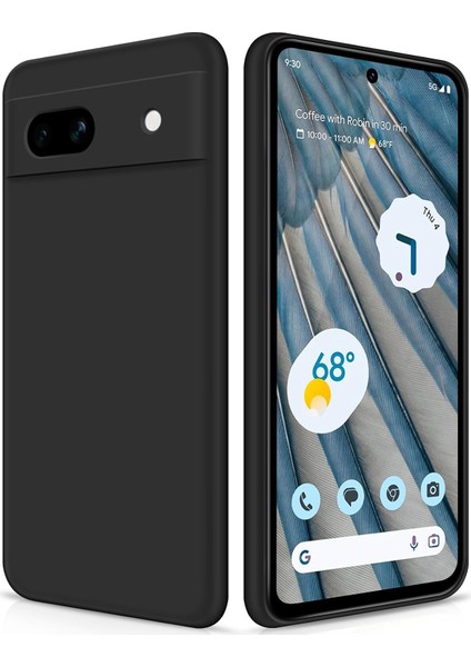 Google Pixel 7A Için Ince Yumuşak Likit Silikon Tampon Telefon Kılıfı - Siyah (Yurt Dışından)