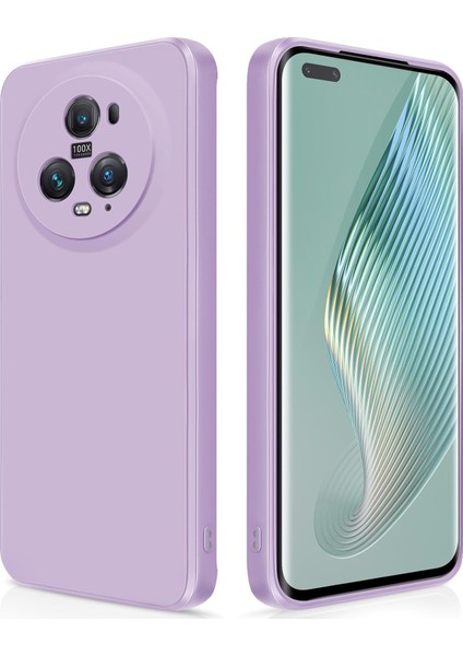 Honor Magic5 Pro Için Ince Yumuşak Likit Silikon Tampon Telefon Kılıfı - Mor (Yurt Dışından)