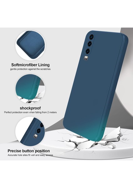 Huawei P30 Için Ince Yumuşak Likit Silikon Tampon Telefon Kılıfı - Mavi (Yurt Dışından)