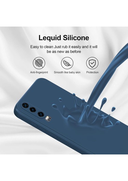 Huawei P30 Için Ince Yumuşak Likit Silikon Tampon Telefon Kılıfı - Mavi (Yurt Dışından)