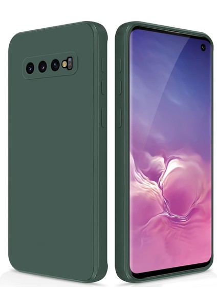 Samsung Galaxy S10 Için Ince Yumuşak Likit Silikon Tampon Telefon Kılıfı - Gece Yeşili (Yurt Dışından)