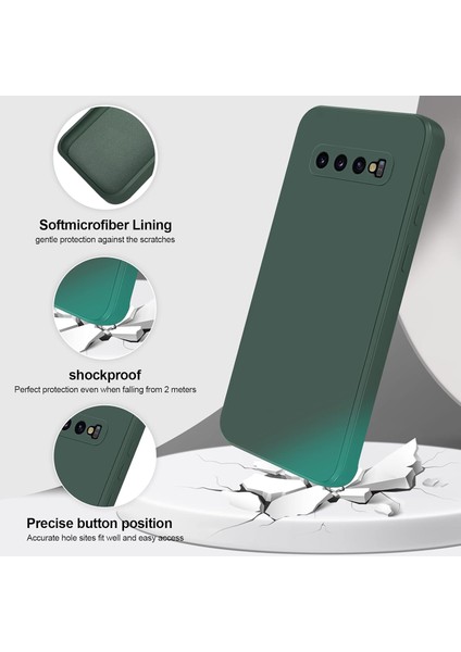 Samsung Galaxy S10 Için Ince Yumuşak Likit Silikon Tampon Telefon Kılıfı - Gece Yeşili (Yurt Dışından)