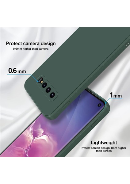 Samsung Galaxy S10 Için Ince Yumuşak Likit Silikon Tampon Telefon Kılıfı - Gece Yeşili (Yurt Dışından)