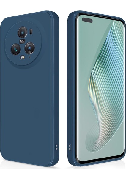 Honor Magic5 Pro Için Ince Yumuşak Likit Silikon Tampon Telefon Kılıfı - Mavi (Yurt Dışından)
