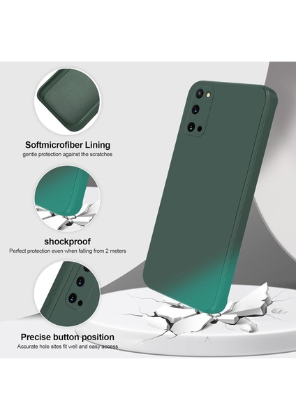 Samsung Galaxy S20 Için Ince Yumuşak Likit Silikon Tampon Telefon Kılıfı - Gece Yeşili (Yurt Dışından)