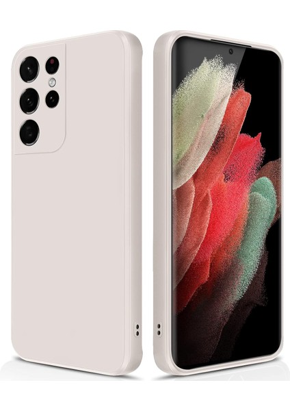 Samsung Galaxy S21 Ultra 5g Için Ince Yumuşak Likit Silikon Tampon Telefon Kılıfı - Beyaz (Yurt Dışından)