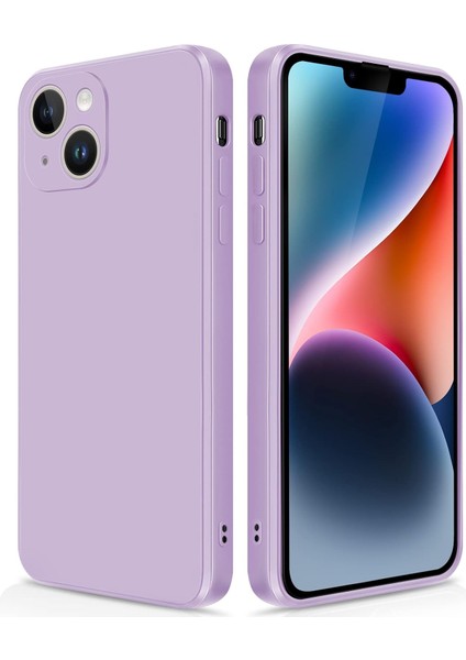 iPhone 14 Için Ince Yumuşak Likit Silikon Tampon Telefon Kılıfı - Mor (Yurt Dışından)