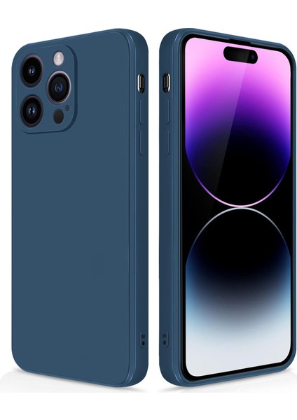 iPhone 14 Pro Max Için Ince Yumuşak Likit Silikon Tampon Telefon Kılıfı - Mavi (Yurt Dışından)