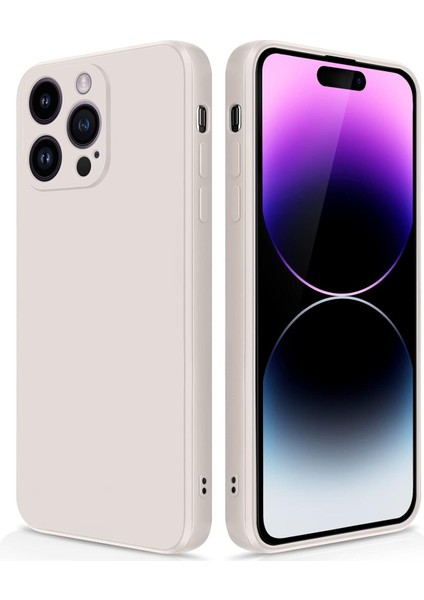 iPhone 14 Pro Max Için Ince Yumuşak Likit Silikon Tampon Telefon Kılıfı - Beyaz (Yurt Dışından)