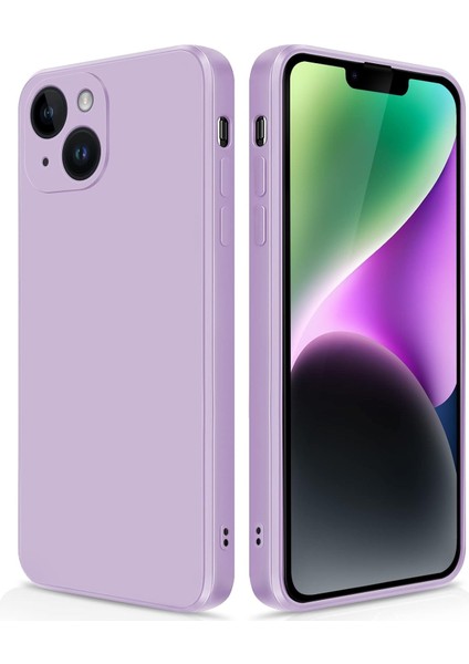 iPhone 14 Plus Için Ince Yumuşak Likit Silikon Tampon Telefon Kılıfı - Mor (Yurt Dışından)