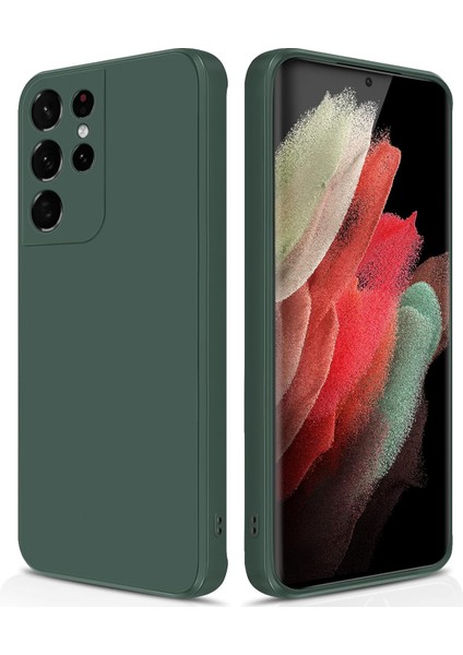 Samsung Galaxy S21 Ultra 5g Için Ince Yumuşak Likit Silikon Tampon Telefon Kılıfı - Gece Yeşili (Yurt Dışından)