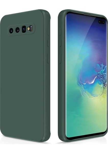Samsung Galaxy S10 Plus Için Ince Yumuşak Likit Silikon Tampon Telefon Kılıfı - Gece Yeşili (Yurt Dışından)