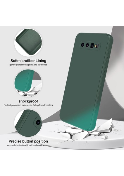 Samsung Galaxy S10 Plus Için Ince Yumuşak Likit Silikon Tampon Telefon Kılıfı - Gece Yeşili (Yurt Dışından)