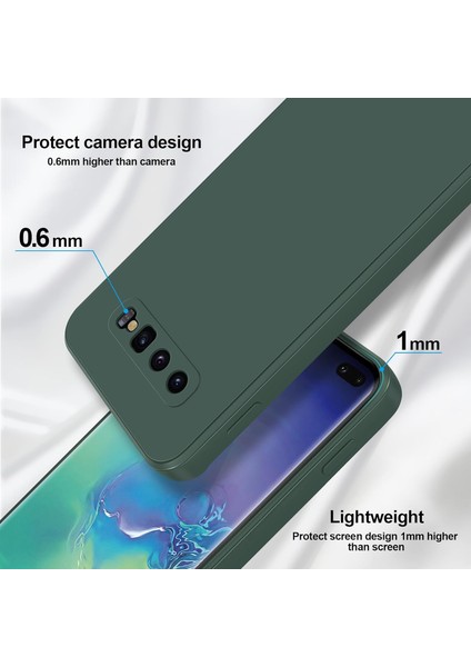 Samsung Galaxy S10 Plus Için Ince Yumuşak Likit Silikon Tampon Telefon Kılıfı - Gece Yeşili (Yurt Dışından)