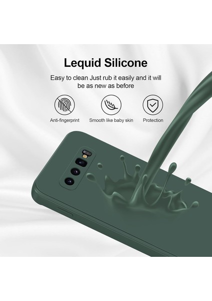 Samsung Galaxy S10 Plus Için Ince Yumuşak Likit Silikon Tampon Telefon Kılıfı - Gece Yeşili (Yurt Dışından)