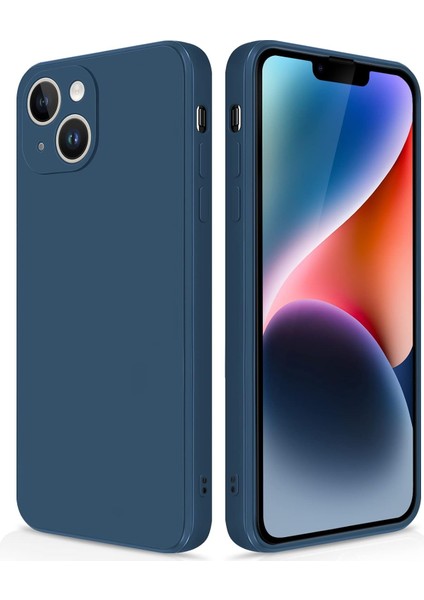 iPhone 14 Için Ince Yumuşak Likit Silikon Tampon Telefon Kılıfı - Mavi (Yurt Dışından)