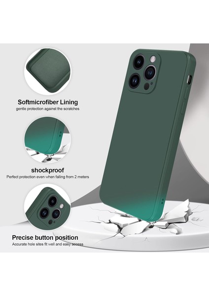 iPhone 14 Pro Max Için Ince Yumuşak Likit Silikon Tampon Telefon Kılıfı - Gece Yeşili (Yurt Dışından) modelleri