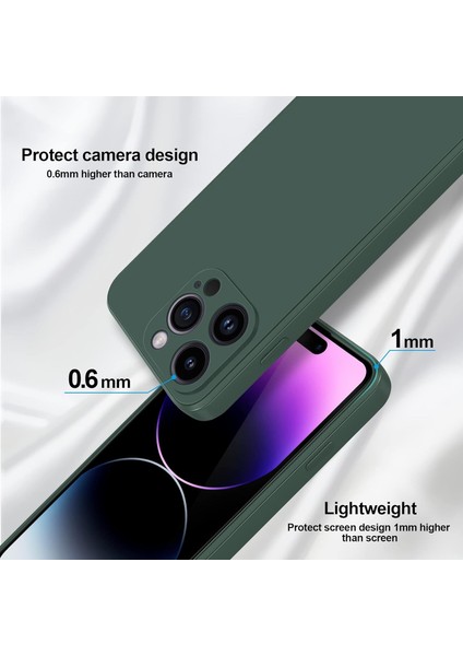 iPhone 14 Pro Max Için Ince Yumuşak Likit Silikon Tampon Telefon Kılıfı - Gece Yeşili (Yurt Dışından) fırsatları