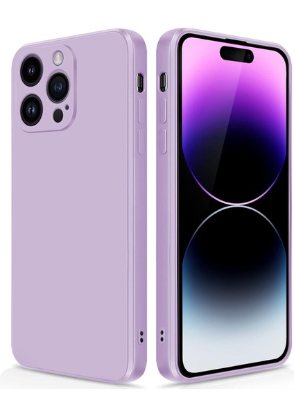 iPhone 14 Pro Max Için Ince Yumuşak Likit Silikon Tampon Telefon Kılıfı - Mor (Yurt Dışından)