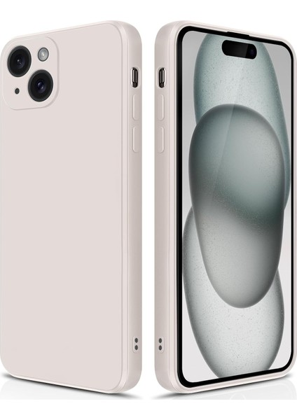 iPhone 15 Plus Için Ince Yumuşak Likit Silikon Tampon Telefon Kılıfı - Beyaz (Yurt Dışından)
