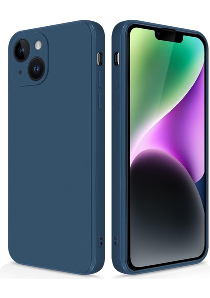 iPhone 14 Plus Için Ince Yumuşak Likit Silikon Tampon Telefon Kılıfı - Mavi (Yurt Dışından)