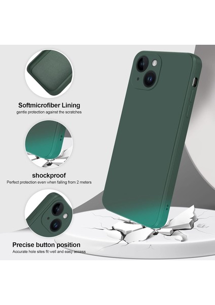 iPhone 14 Plus Için Ince Yumuşak Likit Silikon Tampon Telefon Kılıfı - Gece Yeşili (Yurt Dışından) modelleri