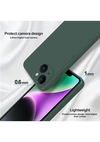 iPhone 14 Plus Için Ince Yumuşak Likit Silikon Tampon Telefon Kılıfı - Gece Yeşili (Yurt Dışından) fırsatları