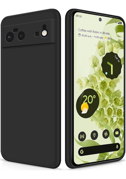 Google Pixel 6 Için Ince Yumuşak Likit Silikon Tampon Telefon Kılıfı - Siyah (Yurt Dışından)