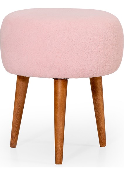 Lovely Mod Ahşap Ayak Teddy Puf Pembe