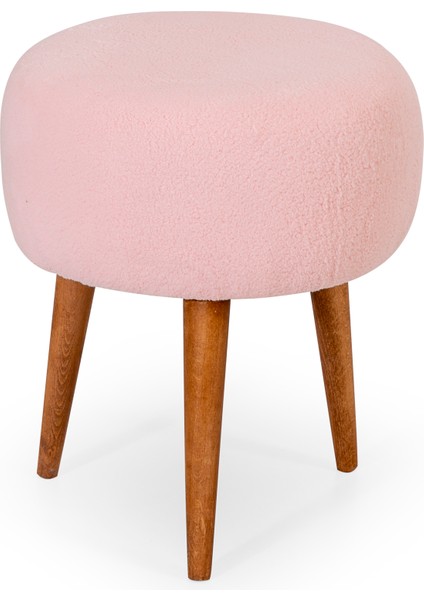 Lovely Mod Ahşap Ayak Teddy Puf Pembe