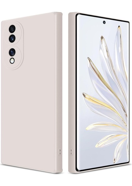 Honor 70 Için Ince Yumuşak Likit Silikon Tampon Telefon Kılıfı - Beyaz (Yurt Dışından)
