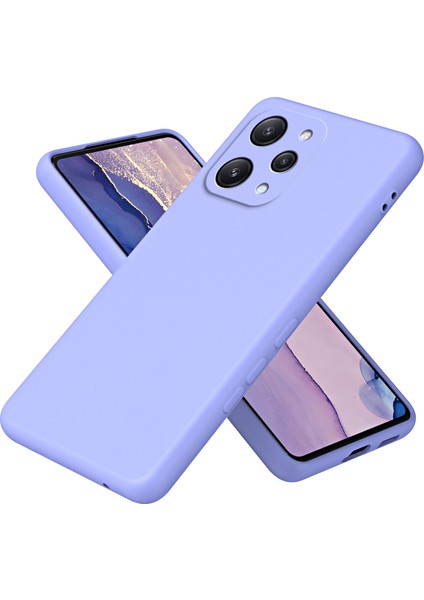 Xiaomi Redmi 12 Için Ince Likit Silikon Yumuşak Telefon Kılıfı - Mor (Yurt Dışından)