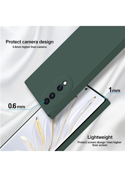 Honor 70 Için Ince Yumuşak Likit Silikon Tampon Telefon Kılıfı - Gece Yeşili (Yurt Dışından)