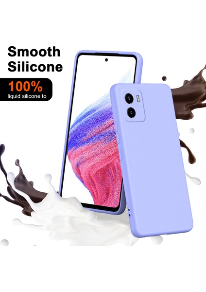 Vivo Y15S Için Ince Likit Silikon Yumuşak Telefon Kılıfı - Mor (Yurt Dışından)