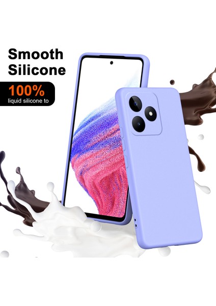 Realme C53 / Realme C51 Için Ince Likit Silikon Yumuşak Telefon Kılıfı - Mor (Yurt Dışından)
