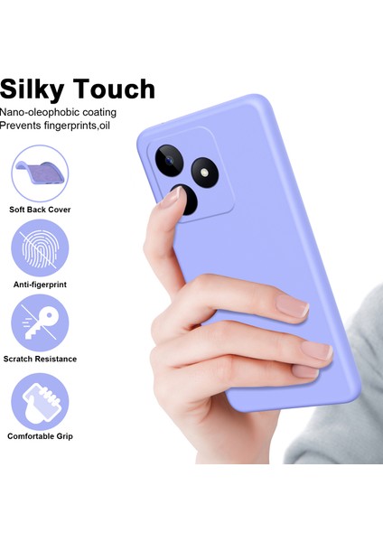 Realme C53 / Realme C51 Için Ince Likit Silikon Yumuşak Telefon Kılıfı - Mor (Yurt Dışından)