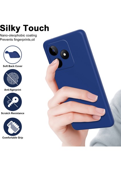 Realme C53 / Realme C51 Için Ince Likit Silikon Yumuşak Telefon Kılıfı - Mavi (Yurt Dışından)