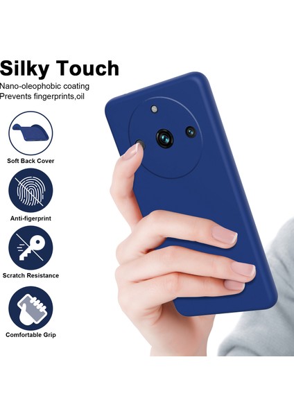 Realme 11 Pro / Realme 11 Pro+ Için Ince Likit Silikon Yumuşak Telefon Kılıfı - Mavi (Yurt Dışından)