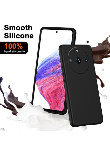 Realme 11 Pro / Realme 11 Pro+ Için Ince Likit Silikon Yumuşak Telefon Kılıfı - Siyah (Yurt Dışından)