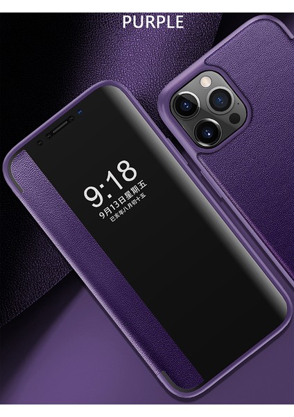 iPhone 13 Pro Max Için Klasik Business Görünüm Penceresi Flip Deri Telefon Kılıfı - Mor (Yurt Dışından) indirimleri