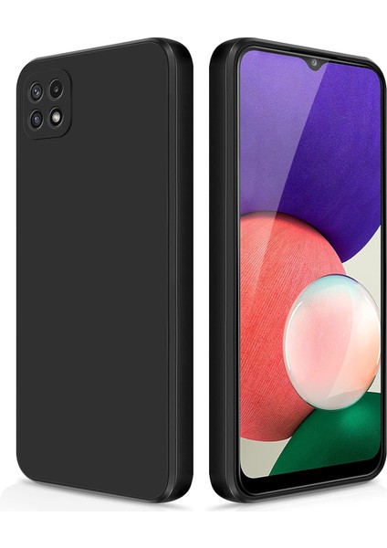 Samsung Galaxy A22 5g Için Ince Yumuşak Likit Silikon Tampon Telefon Kılıfı - Siyah (Yurt Dışından)
