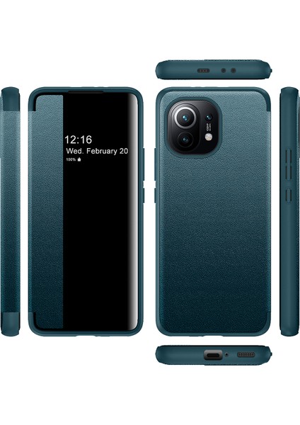 Xiaomi Mi 11 Için Klasik Business Görünüm Penceresi Flip Deri Telefon Kılıfı - Turuncu (Yurt Dışından)