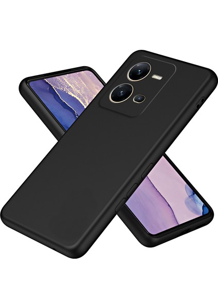 Vivo V25 / V25E Için Ince Likit Silikon Yumuşak Telefon Kılıfı - Siyah (Yurt Dışından)