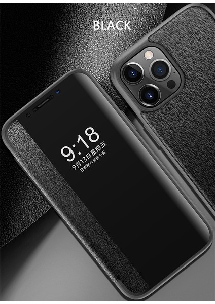 iPhone 13 Pro Max Için Klasik Business Görünüm Penceresi Flip Deri Telefon Kılıfı - Siyah (Yurt Dışından) fiyatları