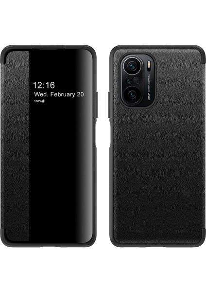 Xiaomi Poco F3 Için Klasik Business Görünüm Penceresi Flip Deri Telefon Kılıfı - Siyah (Yurt Dışından)