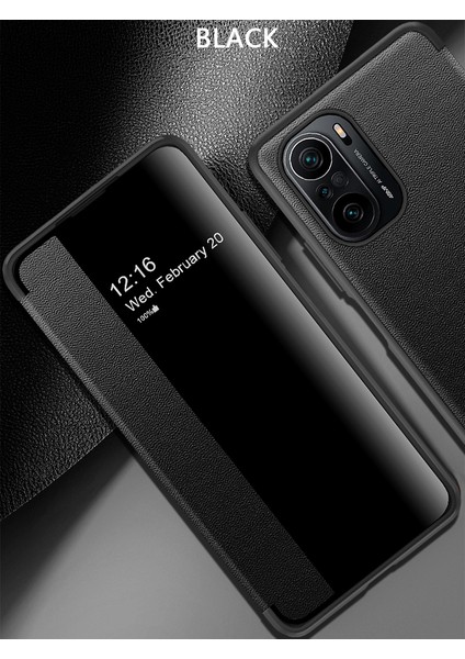 Xiaomi Poco F3 Için Klasik Business Görünüm Penceresi Flip Deri Telefon Kılıfı - Siyah (Yurt Dışından)